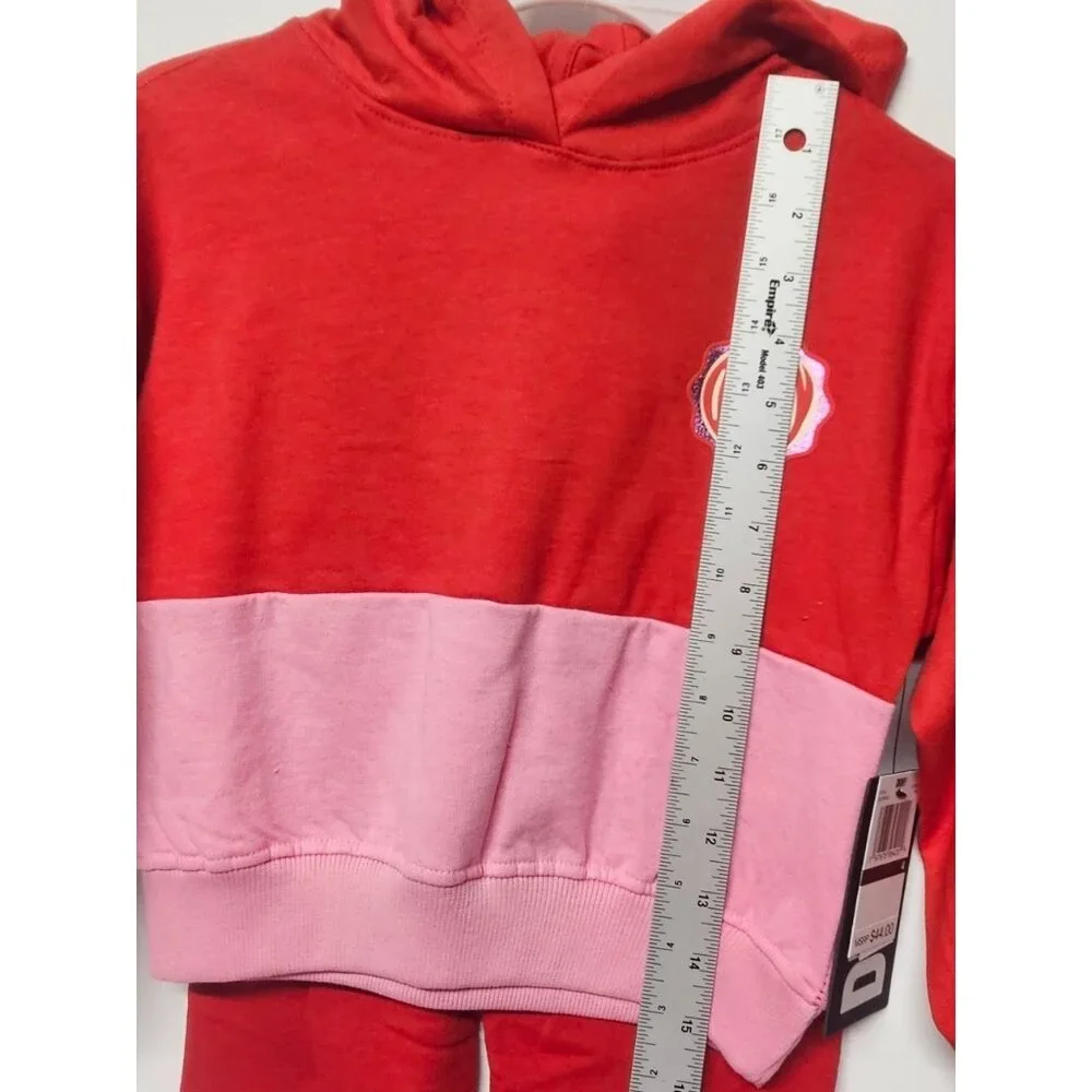 DKNY Girls Size 4, 2 Piece Outfit, Riot Red/Pink Real Love Jogger Set Track Suit